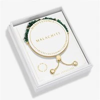 Boxed Gold Plated Manifestones Malachite Bracelet - Gold