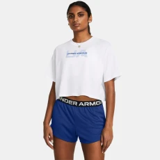 Boxy Crop Branded Womens Short Sleeve White / Nimbus Blue