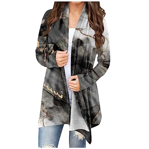 Boyfriend Cardigans Top Cream Cardigan Green Cardigans for Women UK Oversized Sweatshirt Women Long Cardigan for Women Open Front Cardigan Knitwear Coat Fleece Jumper(Gray,3XL)