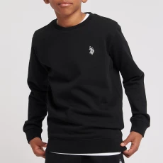 Boys Black Crew Cotton Blend Sweatshirt Boys Black Crew Cotton Blend Sweatshirt