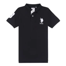 Boys Black Patch Logo Pique Cotton Polo Shirt Boys Black Patch Logo Pique Cotton Polo Shirt