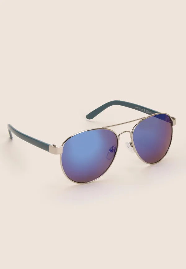 Boys Blue Mirrored Aviator Sunglasses