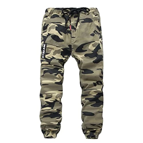 Boys Camo Trousers Elastic Waist Slim Fit Camouflage Kids Joggers Pants - Camo #4 (Loose), 130