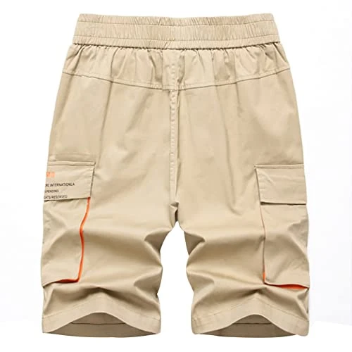 Boys Cargo Shorts Elastic Waist Summer Shorts Outdoor Pants Trousers for Kids 5-14 Years - Khaki, 16