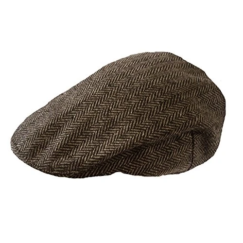 Boys Girls Kids Tweed Flat Cap-Brown-HERR