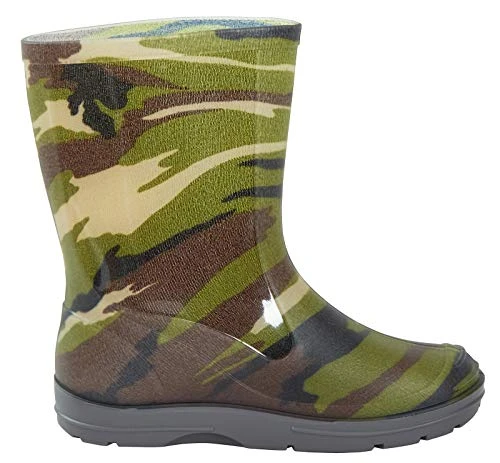 Boys Girls Mid Calf Wellington Rain Boots Camo Print 8 UK Child