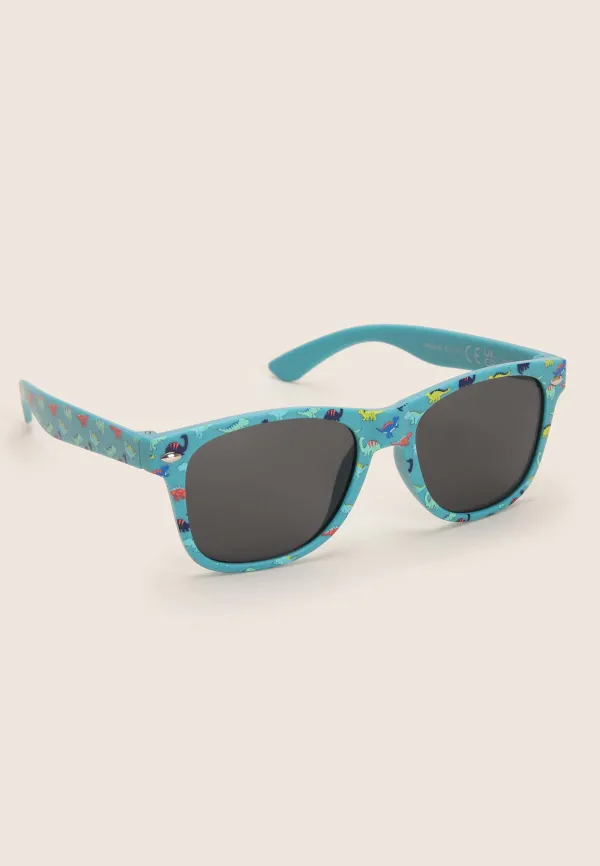 Boys Green Printed Retro Sunglasses