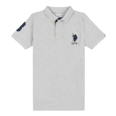 Boys Grey Patch Logo Pique Cotton Polo Shirt Boys Grey Patch Logo Pique Cotton Polo Shirt