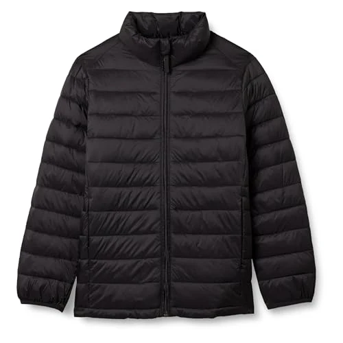 Boys' Lightweight Water-Resistant Packable Puffer Jacket, Black, 9 Years