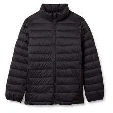 Boys' Lightweight Water-Resistant Packable Puffer Jacket, Black, 9 Years
