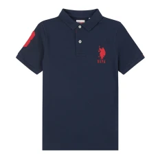 Boys Navy Patch Logo Pique Cotton Polo Shirt Boys Navy Patch Logo Pique Cotton Polo Shirt