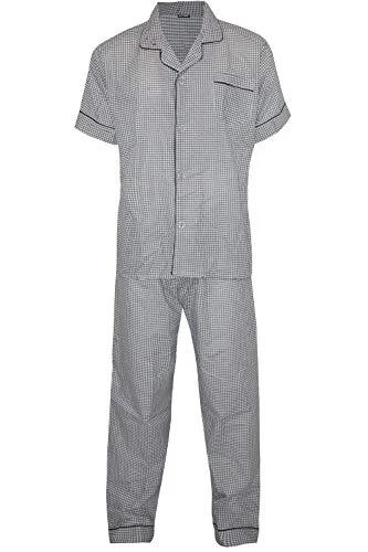Boys Pj Collar Button Front Pyjamas Co-ord Set White & Black X-Large