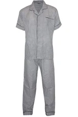 Boys Pj Collar Button Front Pyjamas Co-ord Set White & Black X-Large Boys Pj Collar Button Front Pyjamas Co-ord Set White & Black X-Large