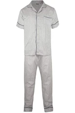 Boys Pj Collar Button Front Pyjamas Co-ord Set White Large Boys Pj Collar Button Front Pyjamas Co-ord Set White Large