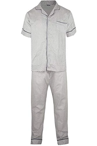 Boys Pj Collar Button Front Pyjamas Co-ord Set White Large