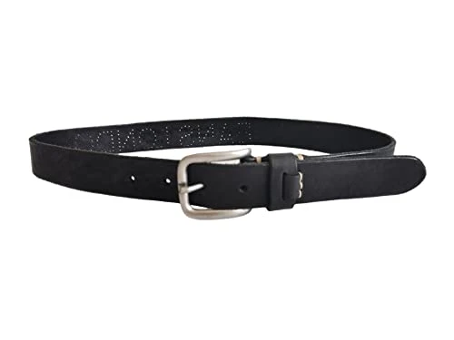 Boys' real leather belt, Jaime Junior belt, black, PB020211, Medium