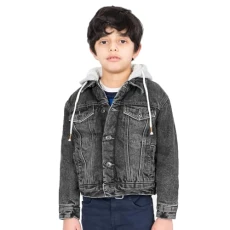 Boy’s Sherpa Trucker Denim Jacket | Washed Denim Fleece Hood | Western Style Jean Coat (11-12 Year