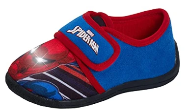 Boys Spiderman Slippers Kids Easy Fasten Non Slip Sole Slipper House Shoes Blue 1 UK/EU 33