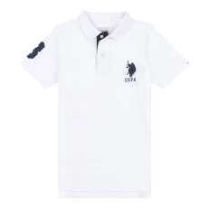 Boys White Patch Logo Pique Cotton Polo Shirt Boys White Patch Logo Pique Cotton Polo Shirt