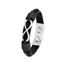 Bracelet Men Arm jewelry, 20,5+1,5 cm, Black, Infinity, Comes in jewelry gift box, 2026136