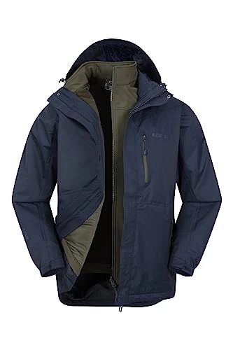 Bracken Extreme Mens 3 in 1 Waterproof Jacket – Adjustable Mens Coat, Warm Rain Jacket, Headphone 