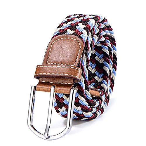 Braided stretch belt elastic for women and men length 39 to 51 inch - 100 cm to 130 cm multicoloured