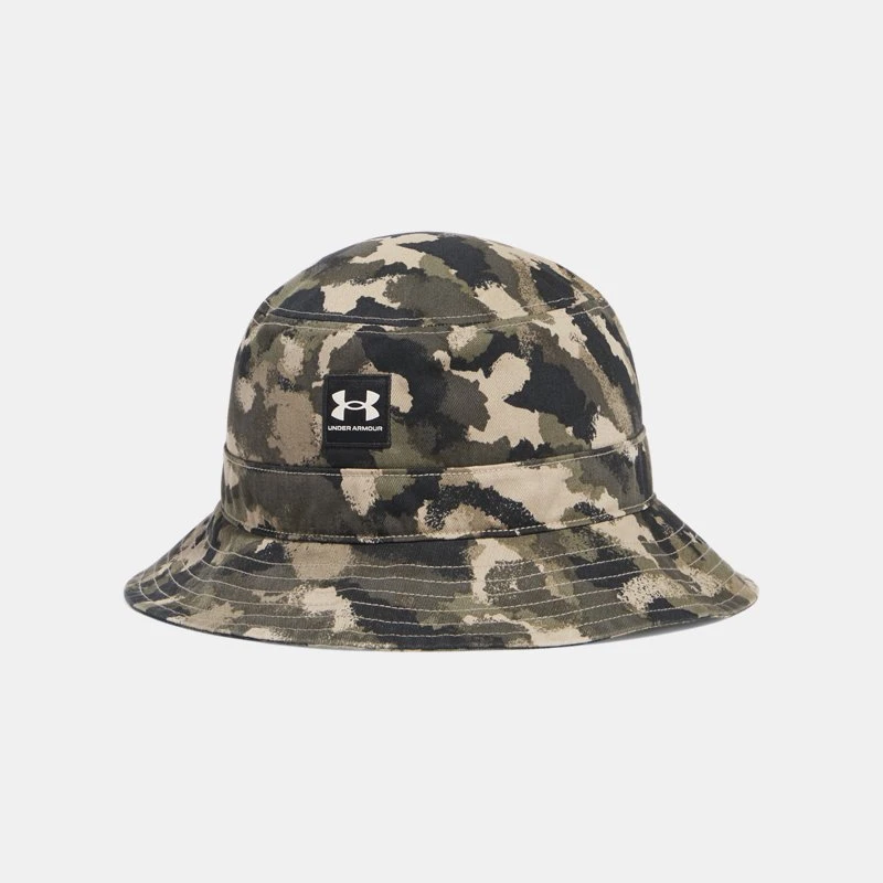 Branded Mens Bucket Hat Black / Stone /