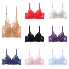 Bras Push Up Bra Tape Bralette Bikini Strapless Top Ladies Front Fastening Bras Plus Size Bra 38D Underwire Non Padded Comfy Padded Bras for Women UK Bralettes for Women Plus Size Cotton Purple