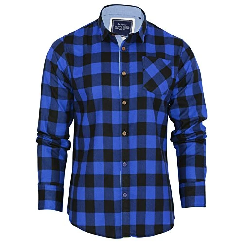 Brave Soul Mens Tartan Checked Designer Detail Cotton Top Shirt_RYL_S Royal