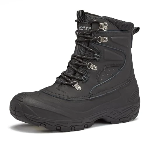 Breckenridge Waterproof Mens Winter Boots - Leather Insulated Mens Snow Boots - Grey, Black or Brown - Men Medium or Extra Wide Widths Size 7 to 15, Black, 12 X-Wide