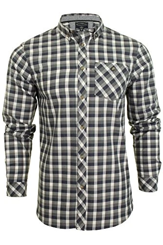 Bridlington Checked Long Sleeve Shirt in Dark Denim/Grey S