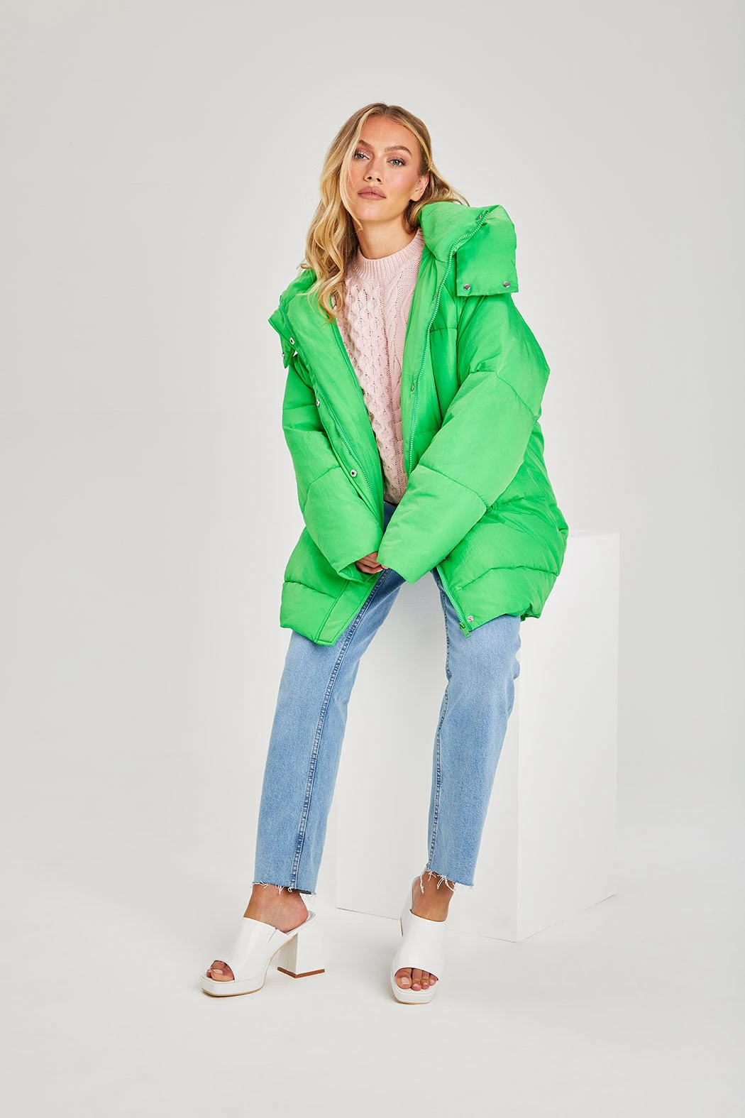 Bright Green Puffer Jacket /