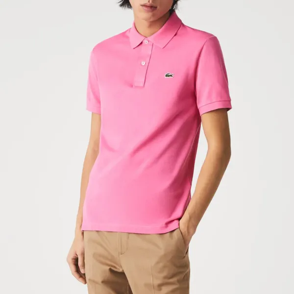 Bright Pink Button Placket Polo Shirt - Multi