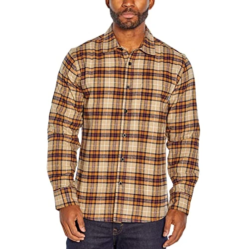 Bristol Men's Flannel Shirt - Khaki Plaid Small