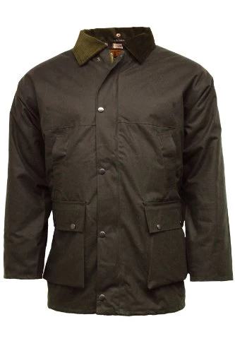 British Quilted Padded Country Wax Cotton Rain Jacket (M, Brown)