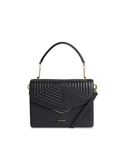 Brittni Leather envelope Top Handle cross body shoulder bag in Black
