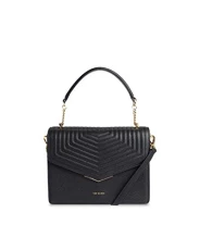 Brittni Leather envelope Top Handle cross body shoulder bag in Black Brittni Leather envelope Top Handle cross body shoulder bag in Black