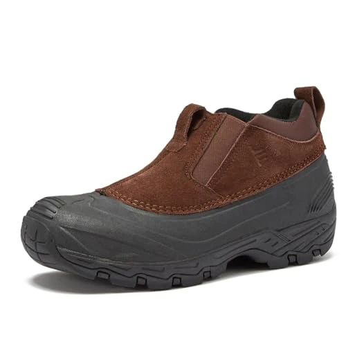 Bronson Slip On Snow Boots for Men Waterproof Shoes - Suede Insulated Winter Boots for Men, Black or Brown Mens Size 7 to 15, Medium Brown Tan, 5 UK
