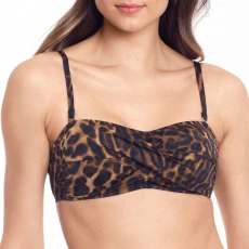 Brown Animal Print Bandeau Bikini Top ulti