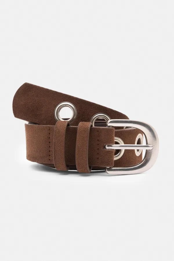 Brown Belt With Eyelets - Mole brown
