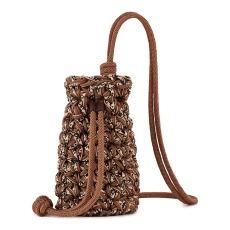 Brown Braided Drawstring Leather Bag ulti