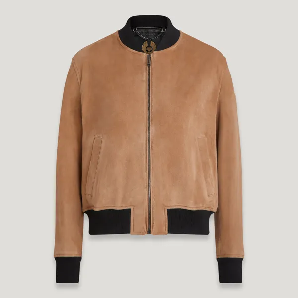 Brown Centenary Leather Bomber Jacket - Green