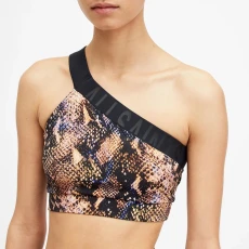 Brown Dara Snake Aysymetric Bikini Top