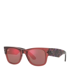 Brown Dark Red Patterned Lens Pink Transparent Frame Sunglasses 51mm