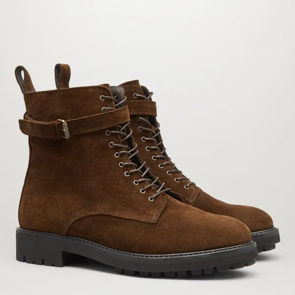 Brown Finley Lace Up Suede Boots - Brown