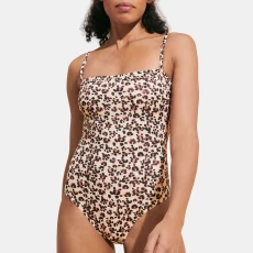 Brown Leopard Print Facette Swimsuit - Beige