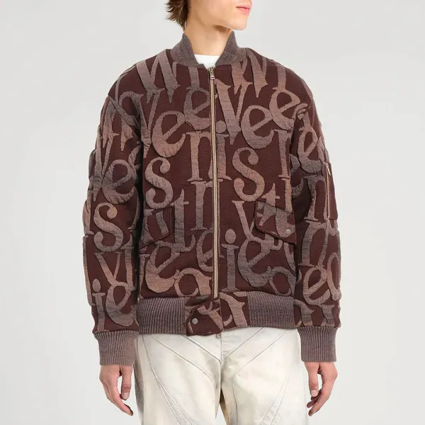 Brown Nicola Wool Blend Bomber Jacket - Brown