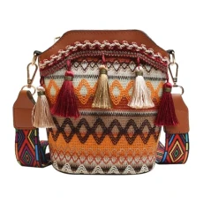 Brown Shoulder Bag Tassel Wide Adjustable Fashion Lady Crossbody Purse Fringe With Strap Removable Woman Small for Folk Bucket Bag Girls Brown and Shoulder Embroidered Style Womens Sling Bag Brown Shoulder Bag Tassel Wide Adjustable Fashion Lady Crossbody Purse Fringe With Strap Removable Woman Small for Folk Bucket Bag Girls Brown and Shoulder Embroidered Style Womens Sling Bag