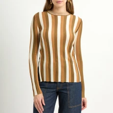 Brown Silk Striped Jumper