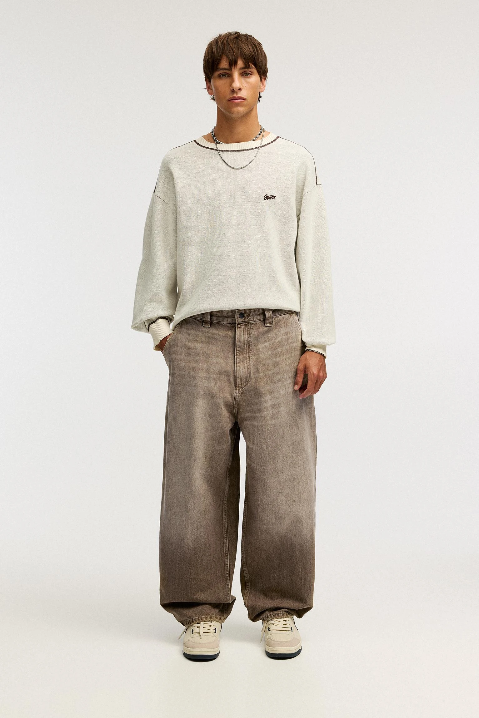 Brown Stwd Skater Jeans - Brown marl